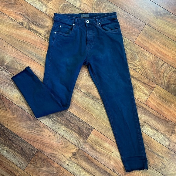 Zara Jeans Zara Man Blue Raw Hem Skinny Jeans A57 Poshmark